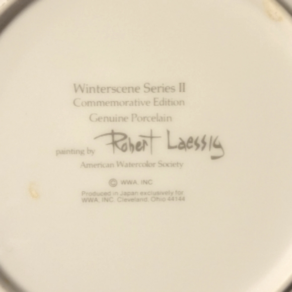 Vtg 76 Winterscene II American Watercolor Society Robert Laessig Porcelain Plate - Picture 3 of 3